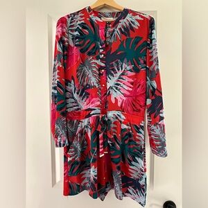 Jennifer Lopez Red, Pink, and Blue Leaf Romper Size 14